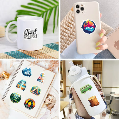 50PCS DIY Waterproof Stickers - Outdoor Adventure