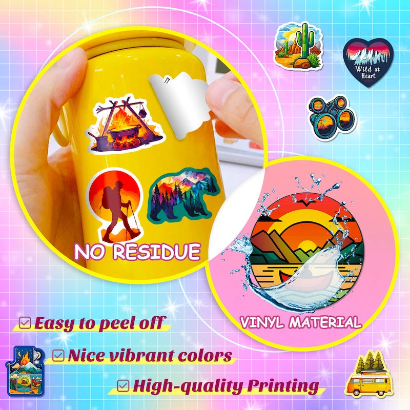 50PCS DIY Waterproof Stickers - Outdoor Adventure