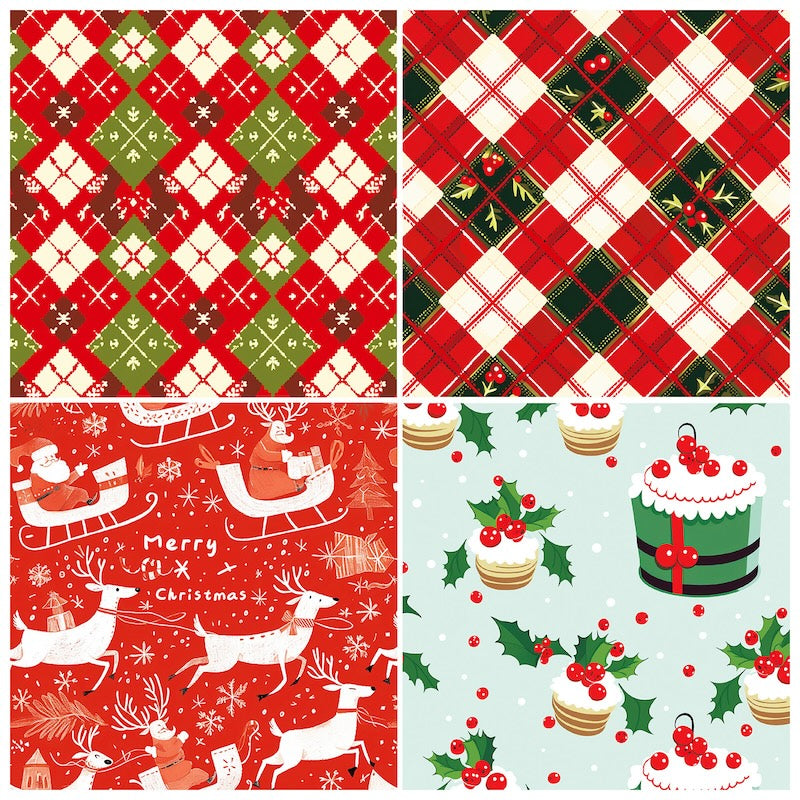 12-Sheet Christmas DIY Paper Set – Vintage Holiday Craft Pack D