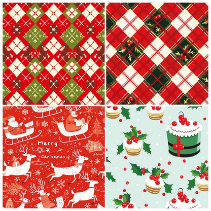 12-Sheet Christmas DIY Paper Set – Vintage Holiday Craft Pack D