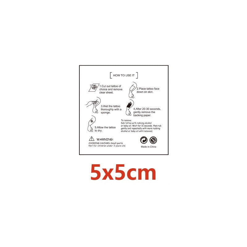 Kids Temporary Tattoo Stickers 5x5cm 20PCS Set