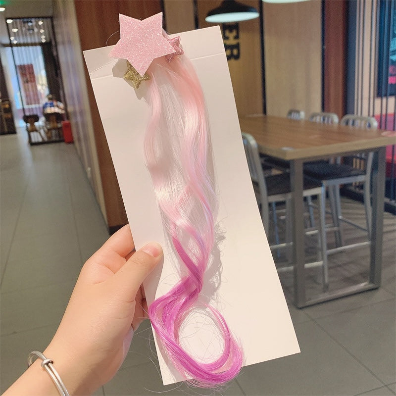 Stars Ombre Curly Hair Clip Extension for Girls