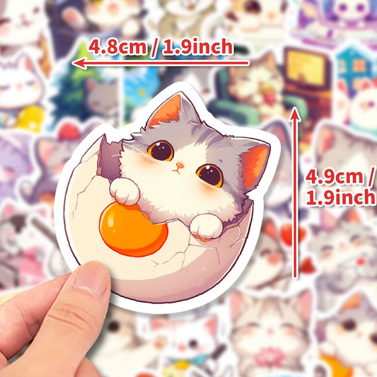 50PCS DIY Waterproof Stickers - Cute Cats