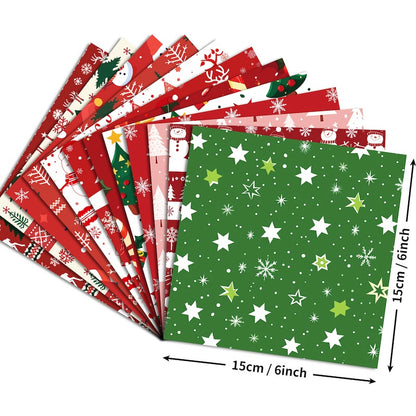 12-Sheet Christmas DIY Paper Set – Vintage Holiday Craft Pack C