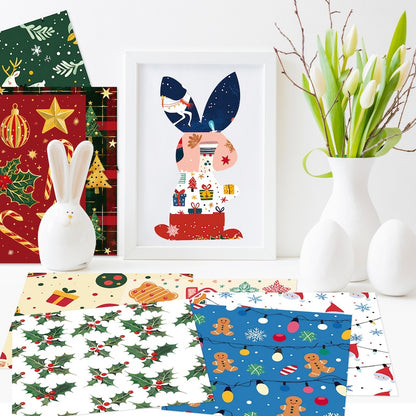 12-Sheet Christmas DIY Paper Set – Vintage Holiday Craft Pack B