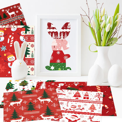 12-Sheet Christmas DIY Paper Set – Vintage Holiday Craft Pack C