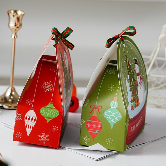 Christmas Snow Globe Ribbon Gift Box – Festive Red & Green (2-Pack)
