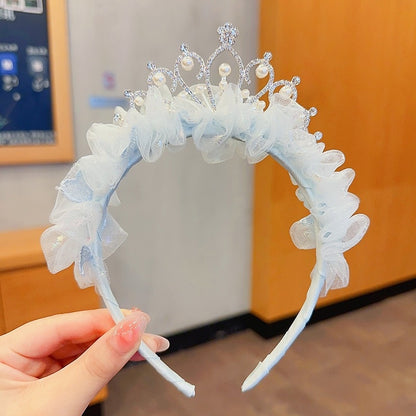 Princess Crown Pearl Bow Headband