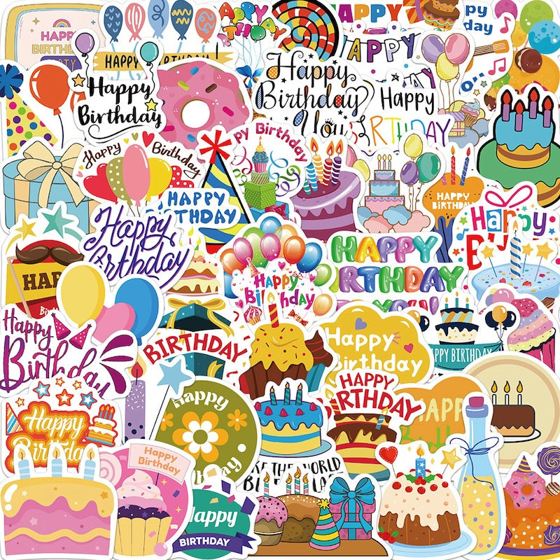 50PCS DIY Waterproof Stickers - Happy Birthday
