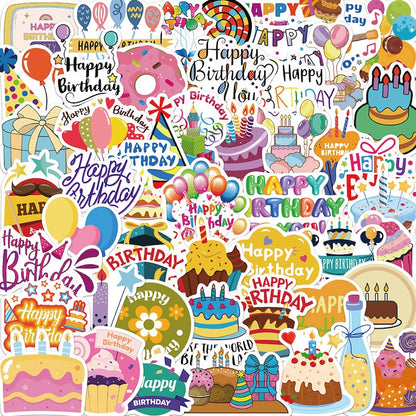 50PCS DIY Waterproof Stickers - Happy Birthday