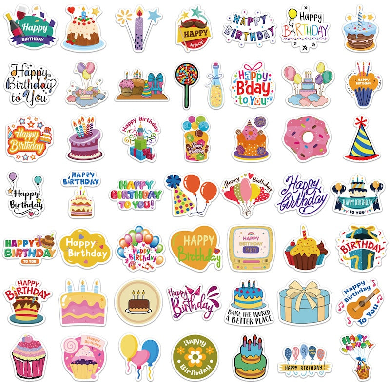 50PCS DIY Waterproof Stickers - Happy Birthday