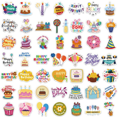 50PCS DIY Waterproof Stickers - Happy Birthday