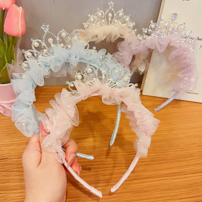 Princess Crown Pearl Bow Headband