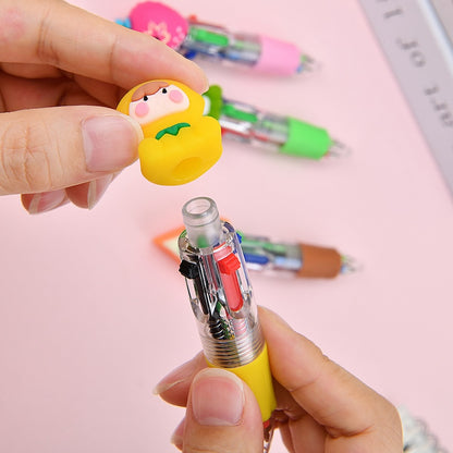 Cute Cartoon Mini 4-Color Ballpoint Pens – Pack of 10