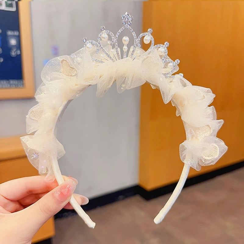Princess Crown Pearl Bow Headband