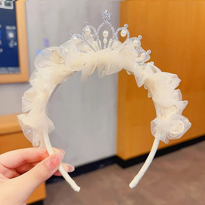 Princess Crown Pearl Bow Headband