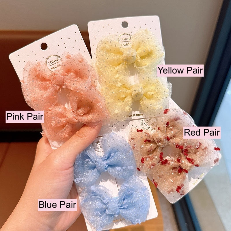 Sweet Tulle Bow Hair Clips (Set of 2)