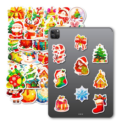 50-Pack Creative Hand-Drawn Christmas Stickers – Waterproof Holiday Décor Set T01042164