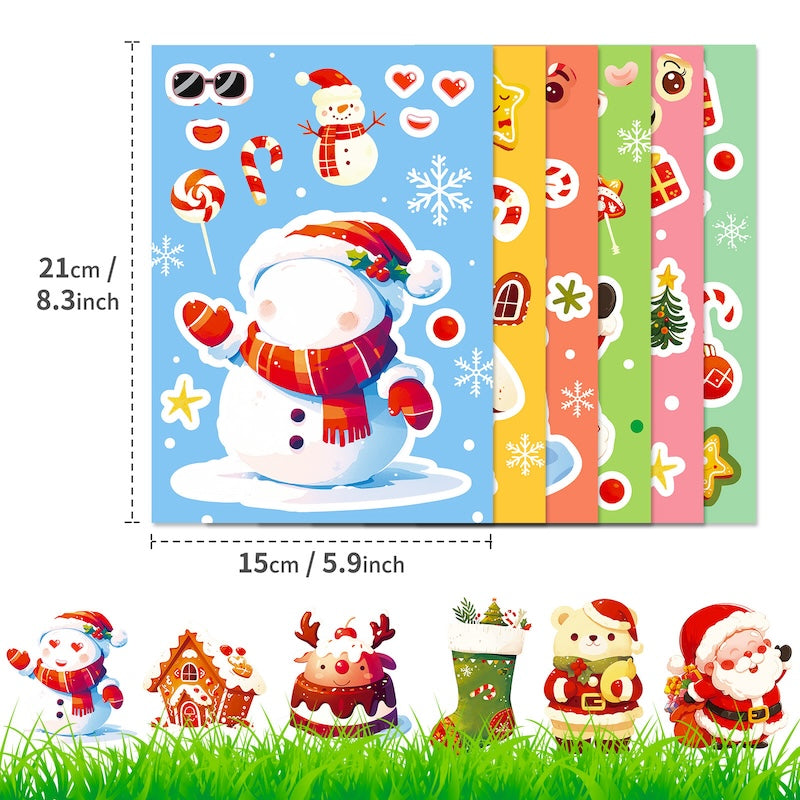 Premium Christmas Cartoon Face-Swap Sticker Pack – 6 Fun Holiday Designs