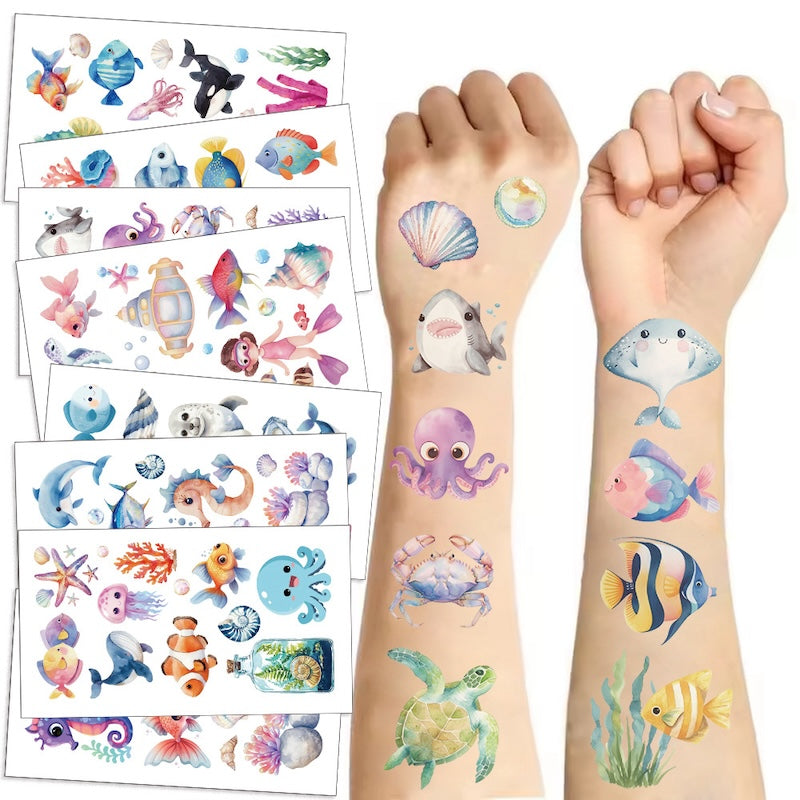 Cute Temporary Tattoos 10 Sheets - Ocean Animals