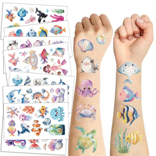 Cute Temporary Tattoos 10 Sheets - Ocean Animals