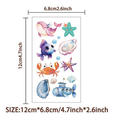 Cute Temporary Tattoos 10 Sheets - Ocean Animals