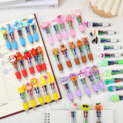 Cute Cartoon Mini 4-Color Ballpoint Pens – Pack of 10