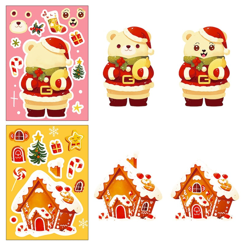 Premium Christmas Cartoon Face-Swap Sticker Pack – 6 Fun Holiday Designs