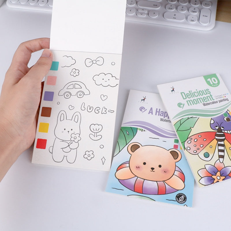 Watercolor Paint Book for Kids – All-in-One Coloring Set with Brush