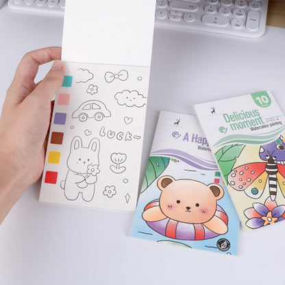 Watercolor Paint Book for Kids – All-in-One Coloring Set with Brush