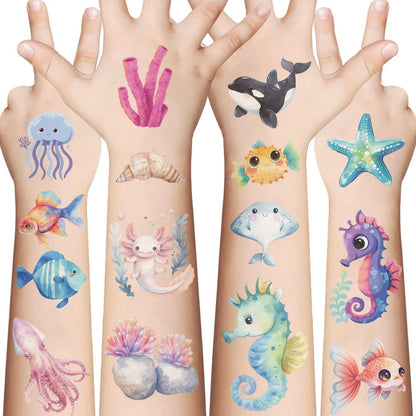 Cute Temporary Tattoos 10 Sheets - Ocean Animals