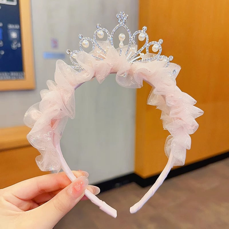 Princess Crown Pearl Bow Headband