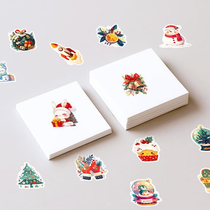 50-Pack Creative Hand-Drawn Christmas Stickers – Waterproof Holiday Décor Set T01042164