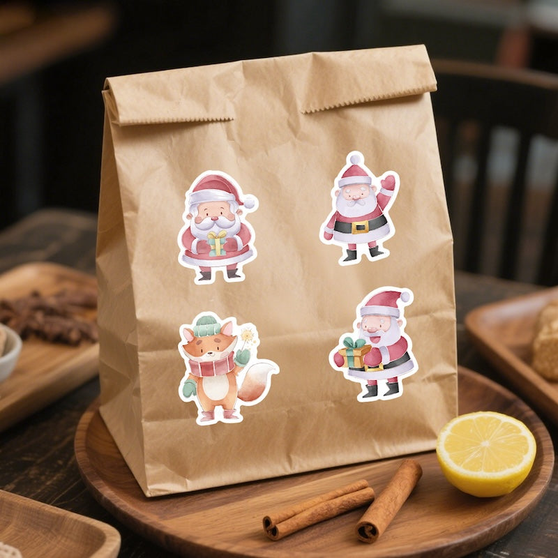 50-Pack Waterproof Pink Christmas Stickers