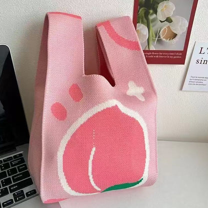 Cute Pattern Knitted Tote Bag