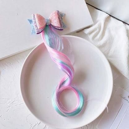 Sparkle Double-Layer Bow Ombre Curly Hair Extension Clip
