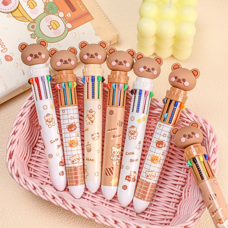 Cute Bear 10-Color Retractable Ballpoint Pen