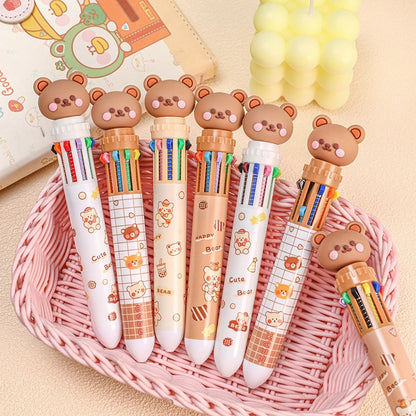 Cute Bear 10-Color Retractable Ballpoint Pen