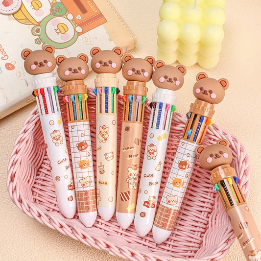 Cute Bear 10-Color Retractable Ballpoint Pen
