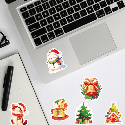 50-Pack Creative Hand-Drawn Christmas Stickers – Waterproof Holiday Décor Set T01042164