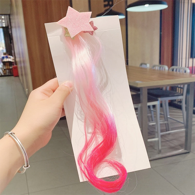 Stars Ombre Curly Hair Clip Extension for Girls