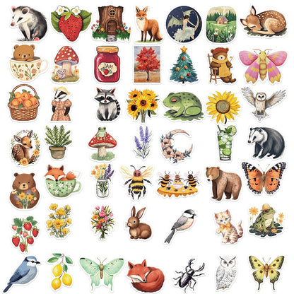 50PCS DIY Waterproof Stickers - Forest Animals