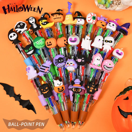 Cute Cartoon Mini 4-Color Ballpoint Pens Halloween Style – Pack of 10