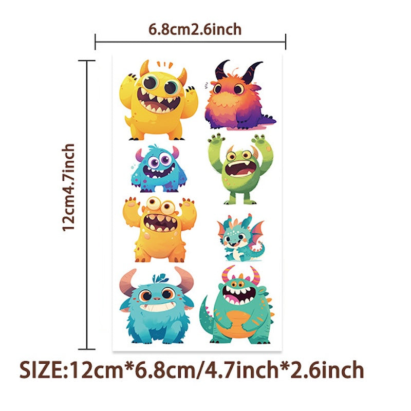 Cute Temporary Tattoos 10 Sheets - Little Monsters