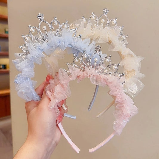Princess Crown Pearl Bow Headband