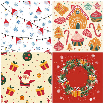 12-Sheet Christmas DIY Paper Set – Vintage Holiday Craft Pack B
