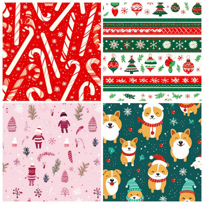 12-Sheet Christmas DIY Paper Set – Vintage Holiday Craft Pack D