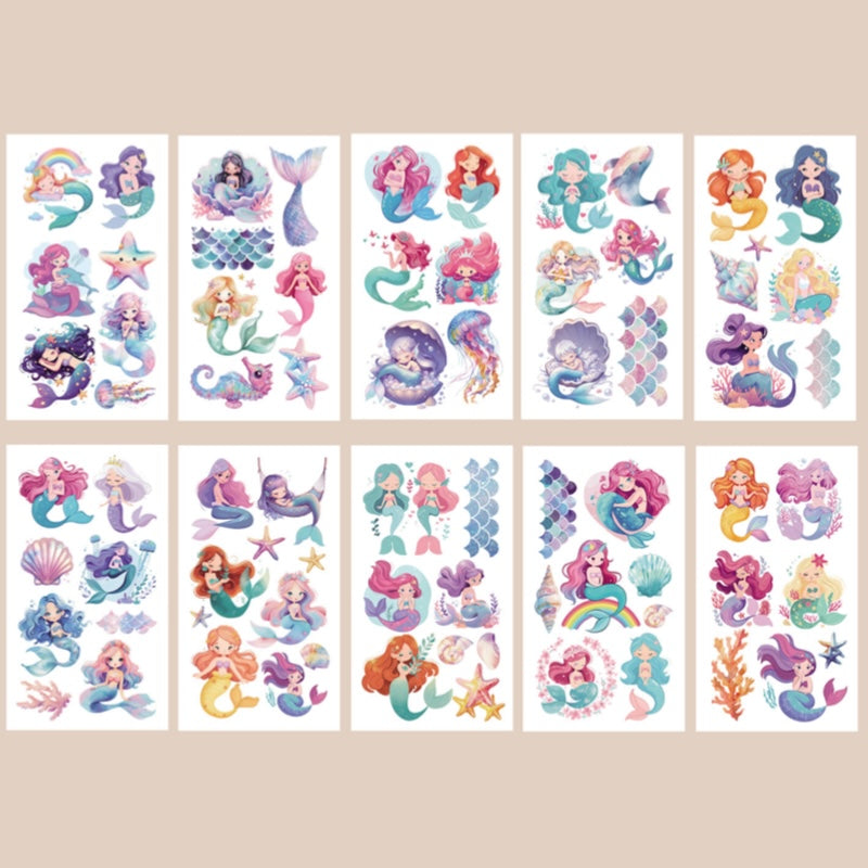 Cute Temporary Tattoos 10 Sheets - Mermaids