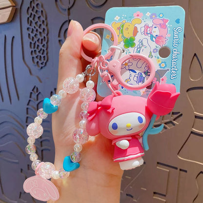 Sanrio Floral Beaded Keychain