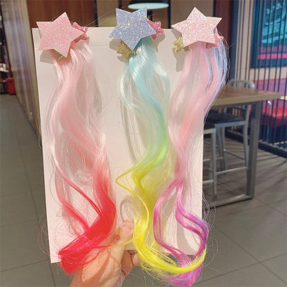 Stars Ombre Curly Hair Clip Extension for Girls